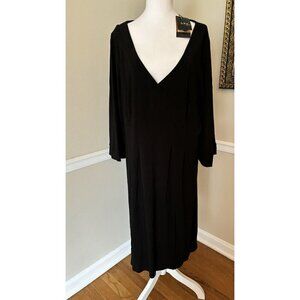 NWT ABS Collection Allen Schwartz Womens Plus Size 2X Black Dress 3/4 Sleeve